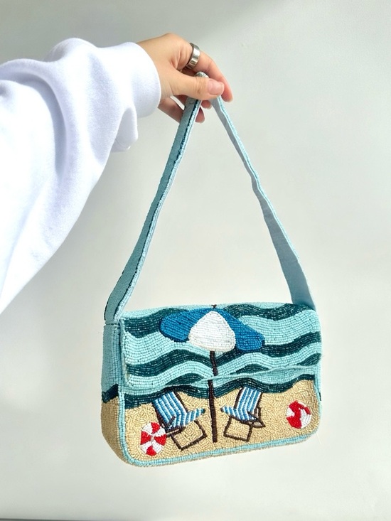 STAUD Handbags - NEW STAUD SOL MER AMERICA BEYOND BEADED Beach UMBRELLA Embroidered Shoulder Bag